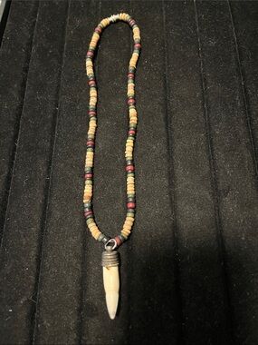 L👀K 3 for $10 Beaded Multicolor Necklace with Tooth Pendant